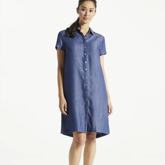 Fig Clothing SOY Dress blue denim tencel size Medium T6 - Picture 3 of 11